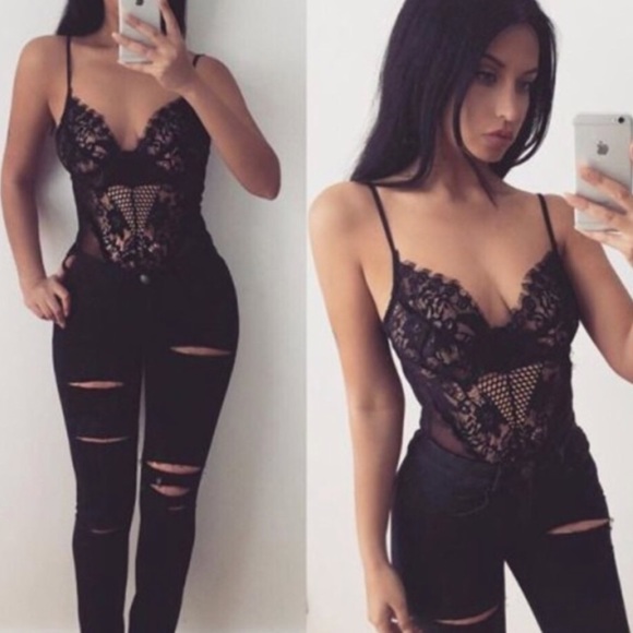 🔴One Piece Lace BodySuit Black - Picture 7 of 7